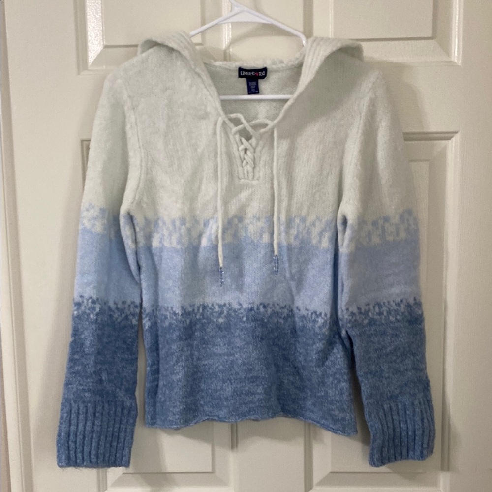 NWT Limited Too long sleeve sweater with lace up neckline and fold down collar